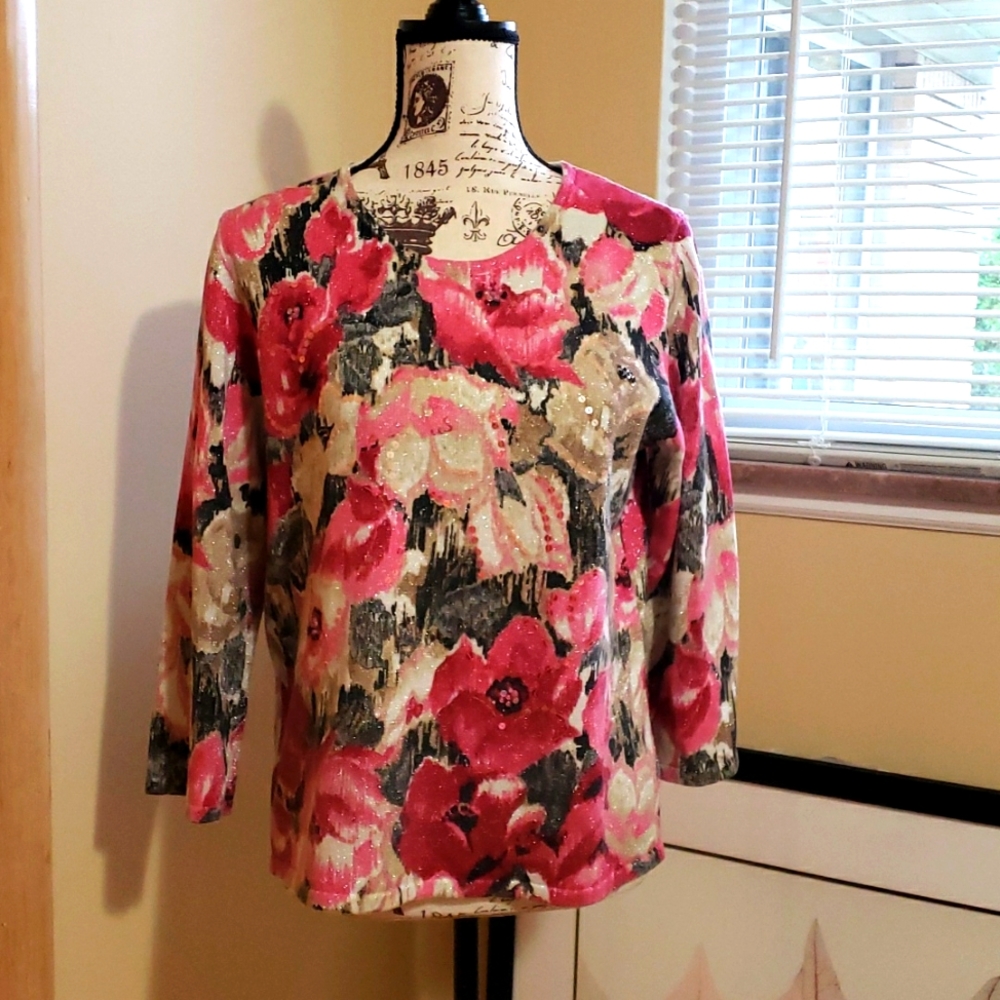 Alfred Dunner Roses sweater size PL